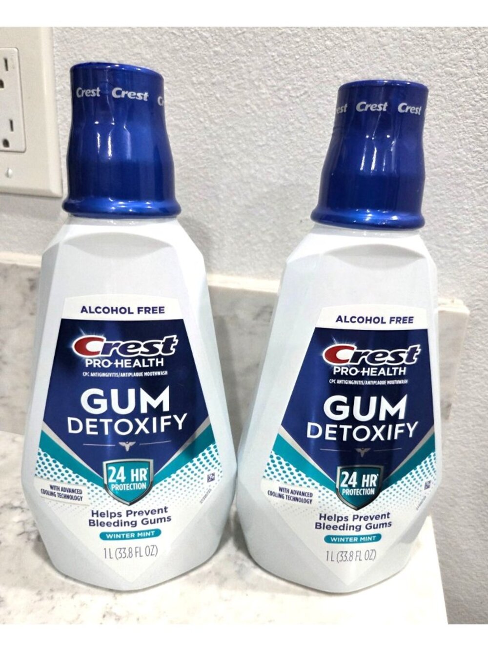 Crest Pro-Health Gum Detoxify Mouthwash Winter Mint 1L Alcohol-Free 24HR Protect